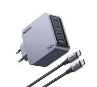Ugreen Nexode Pro 160W GaN Charger with USB-C Cable Universal Negro, Gris Corriente alterna Carga rápida Interior