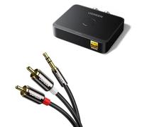 UGREEN Receptor Bluetooth 6.0 LDAC HiFi Baja Latencia Inalámbrico y Cable Jack 3.5mm a 2 RCA Compatible con Teléfono Tablet Altavoz Amplificador