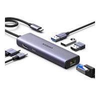UGREEN Revodok 1061 Hub USB C 6 en 1 Adaptador Ethernet Gigabit | HDMI 4K, RJ45 1000Mbps, PD 100W Carga Rápida, 3 USB 5Gbps, Compatible con MacBook Pro Air Neo Tableta Steam Deck