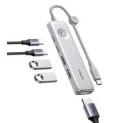 UGREEN Revodok Hub USB C 5 en 1 Adaptador USB C Fino y Ligero | HDMI 4K 60Hz, Transferencia de Datos a 10Gbps, PD 100W Carga, Botón de Control, Compatible con MacBook, iPad, iPhone, Galaxy