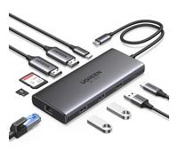 UGREEN Revodok Pro 210 Docking Station USB C 10 En 1 Doble HDMI 8K30Hz 4K60Hz Hub Adaptador Tipo C a Ethernet RJ45 Gigabit PD 100W Lector Tarjeta SD TF Compatible con MacBook Pro Air M2 M1