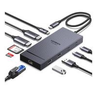 UGREEN Revodok Pro 2102 Hub USB C 10 en 1 Docking Station Pantalla Dual | Doble HDMI 4K60Hz, 10Gbps, 2A2C, Gigabit RJ45, Carga PD de 100W, Lector SD TF, Compatible con MacBook Air Pro M4 M3 M2 M1
