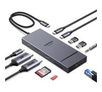 UGREEN Revodok Pro 2111 Hub USB C 11 en 1 Docking Station Pantalla Dual | 10Gbps, 1 HDMI 4K60Hz, 1 DisplayPort 4K120Hz, USB Multipuerto 2A2C, Ethernet Gigabit, PD 100W Carga, SD TF, Audio 3.5mm