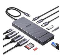 UGREEN Revodok Pro 3121 10Gbps Hub USB C Doble HDMI 4K60Hz DisplayPort 4K120Hz 12 En 1 Docking Station USB C PD 100W Adaptador Ethernet Lector de Tarjeta SD TF Jack 3.5mm