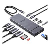UGREEN Revodok Pro 3121 Hub USB C 12 en 1 Docking Station Pantalla Triple | 10Gbps, Doble HDMI 4K60Hz, 1 DisplayPort 4K120Hz, USB Multipuerto 2A2C, Ethernet Gigabit, PD 100W Carga, SD TF, Audio 3.5mm
