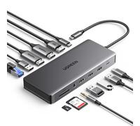 UGREEN Revodok Pro 313 - Estación de Acoplamiento de Triple Pantalla, Base USB C 13 en 1 con Doble HDMI, DP, Puertos de Datos USB-C y USB-A de 10 Gbps, 100 W PD, Ethernet, SD/TF, Audio de 3.5 mm para