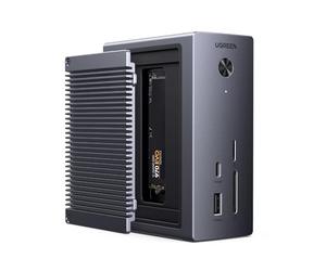 UGREEN Revodok Pro Docking Station USB C 10 en 1 Estación de Acoplamiento | Con Boîtier SSD M.2 NVME, HDMI 4K 60Hz, 10Gbps Transferencia Rápida, PD 100W, Ethernet Gigabit, Lector de Tarjetas SD y TF