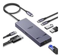 UGREEN Revodok Pro Hub USB C DisplayPort 7 en 1 Adaptador Ethernet Gigabit | DP 4K 60Hz, RJ45 1000Mbps, 10Gbps USB Puertos, PD 100W, Compatible con MacBook iPad Air iPhone 18 Pro Max Steam Deck