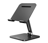 UGREEN Soporte Tablet Mesa, Stand Plegable para Móvil de Aluminio hasta 12,9" Compatible con iPad/Galaxy Tab/MediaPad/iPhone 14/13 Negro