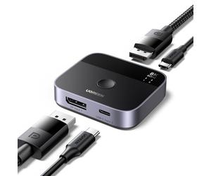 UGREEN Switch DisplayPort USB C 8K60Hz 2 Entradas 1 Salida DP 1.4 Conmutador USB C DisplayPort Soporta 3D HDR10+ HDCP2.3 Alta Resolución Compatible con PC PS5 4 Xbox One X Series, Steam Deck