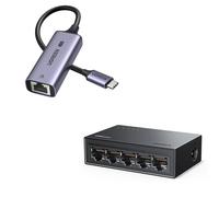 UGREEN Switch Ethernet 5 Puertos Conmutador de Red LAN Splitter Gigabit Velocidad de 10/100/1000 Mbps, Ajuste Dúplex, Plug and Play, Hub RJ45 para TV/Portátil/Enrutador/Monitor