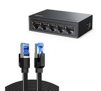 UGREEN Switch Ethernet 5 Puertos Conmutador de Red LAN Splitter Gigabit Velocidad de 10/100/1000 Mbps, Ajuste Dúplex, Plug and Play, Hub RJ45 para TV/Portátil/Enrutador/Monitor