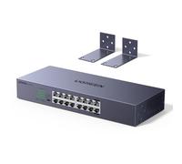 UGREEN Switch Ethernet Gigabit 16 Puertos Montaje en Sobremesa o Pared (con Soportes en L) Hub Red LAN 1000Mbps para Oficina y Hogar Multipuerto RJ45 Compatible con PC TV Impresora Cámara Router