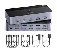 UGREEN Switch HDMI KVM 2 Entradas 2 Salidas 8K 60Hz Conmutador KVM con Doble Pantalla 4 Puertos USB 3A1C 5Gbps para Teclado Ratón y Disco Duro Control de Escritorio y Cables HDMI 2.1 Incluidos