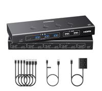 UGREEN Switch HDMI KVM 4K 60Hz 4K30Hz 4 Entradas 1 Salidas para 4 PCs | 6 Puertos USB 3.0 5Gbps 5A1C 4 PC 1 Monitor para Teclado Ratón Disco Duro Controlador de Escritorio compatible con Windows Li