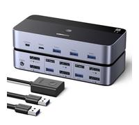 UGREEN Switch KVM DisplayPort 2 Entradas 2 Salidas 8K60Hz 4K240Hz Dos Monitores Conmutador con 4 Puertos USB 3A1C 5Gbps para Teclado, Ratón Disco Duro Controlador de Escritorio Cables USB Incluidos