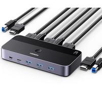 UGREEN Switch KVM HDMI 4K 60Hz 2 Entradas 1 Salida con 3 Puertos USB A y 1 Tipo C 3.0 5Gbps para Teclado Ratón Disco Duro HDD Conmutador con Controlador de Escritorio y 2 Cables 1M