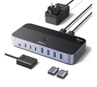 UGREEN Switch USB 5Gbps KVM Conmutador 2 PC Entradas Comparten 7 Salidas Periféricos USB para Teclado Ratón Disco Duro Impresora Escáner Micrófono con 2 Adaptadores USBC y Alimentación DC 12V 2A