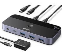 UGREEN Switch USB C 3.2 10Gbps 4 Puertos Switcher 2 Entradas 4 Salidas 2 PC KVM Comutador con Controlador de Escritorio y 2 Cables Tipo C Incluidos para Teclado Ratón Impresora Disco Duro Escáner