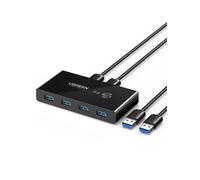 UGREEN 4 Puertos USB 3.0 Switch 2 Entradas y 4 Salidas con 2 Cable para Compartir 4 Dispositivos de Teclado, Ratón, Memorias, Disco Duro, Impresoras, Escáneres, auriculares, etc
