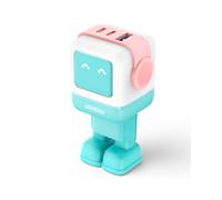 Ugreen Uno Cargador Rápido 65W GaN de 2 Puertos USB-C + 1 Puerto USB-A con Pantalla LED Azul/Rosa