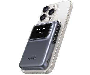 UGREEN Uno Qi2 15W Power Bank Magnético 10000mAh, Cargador Portátil Inalámbrico PD 20W con Pantalla y Soporte, Compatible con iPhone 16/15/14/13/12 Mini Plus Pro MAX (Negro)