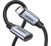 UGREEN US372-30205B 1M USB-C macho a USB-C hembra Gen2 Alu Case Cable de extensión trenzado - Gris oscuro
