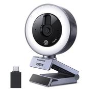 UGREEN Webcam 2K 30FPS Full HD USB A USB C Webcam Anillo de Luz LED de 4 Niveles Fijo Plug and Play Ángulo Ajustable para Windows MacOS Linux Streaming Youtube Skype Call Video Zoom Videoconferencia