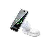 UGREEN Zapix Cargador Inalámbrico iPhone, Qi2 25W Carga Rápida, 2 en 1 Base de Carga sem Fios Magnético Compatible con Magsafe iPhone 17 16 15 14 13 12 Pro MAX Air Plus AirPods (Blanco)