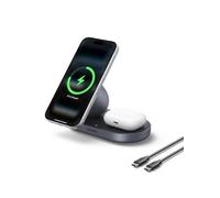 UGREEN Zapix Qi2 15W Cargador Inalámbrico iPhone 2 en 1 MagSafe (Gris) | Compatible con iPhone 17 16 15 14 13 12 Air Plus Pro Max AirPods 4 3 Pro 3 2 1, Base de Carga Magnética Rápida