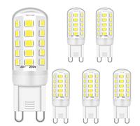 Ugvmn Bombilla LED de cápsula regulable 4W G9 equivalente a bombillas halógenas de 28W 30W 40 W, blanco frío 6000K, casquillo G9, no parpadea, 420Lm, AC 220-240V (paquete de 5)