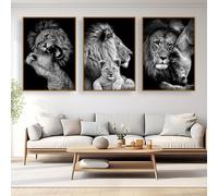 UGZDEA Fotos de lienzo de león, blanco y negro León y Leona póster, sala de estar moderna, dormitorio, decoración del hogar, sin marco(D,3x30x40cm)