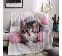 UGZDEA Manta con Estampado de Gato 130x150cm, Bonita Manta de Gato, Suave y cálida Manta de sofá para niñas, niños, Adultos, Manta de sofá de Viaje