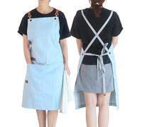 UGZPWQLNX Bobinas de cocinero, Denim Cross Back Adjustable Apron With Pockets For Kitchen And Garden One Size Multicolor, LightBlue, talla unica