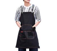 UGZPWQLNX Bobinas de cocinero, Denim Crossback Apron With Pockets Adjustable Cooking BBQ Gardening Multicolor One Size, negro, talla unica