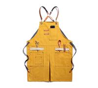 UGZPWQLNX Bobinas de cocinero, Split Leg Chef Bib Apron For Men Women Adjustable Denim With Pockets Multicolor One Size, amarillo, talla unica