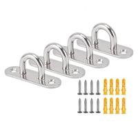 UGZPWQLNX Gancho de anilla metálica con placa de ojo de acer Ganchos for placa de ojo almohadilla acero inoxidable 304, M5, M6, M8, montaje en pared techo, Hardware marino, paquete 4(M6)