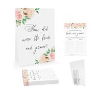 UHADRE Floral How Old were The Bride and Groom Game, Adivina la edad, juego de fotos de flores para despedida de soltera (1 cartel y 30 tarjetas) -BNG15