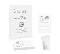 UHADRE Minimalista How Old were The Bride and Groom Game, Adivina la edad, juego de fotos para despedida de soltera (1 cartel y 30 tarjetas) -BNG21