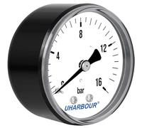 UHARBOUR Manómetro de agua 0-16 bar, manómetro de 1/4 pulgadas, manómetro de aire comprimido soporte en la parte posterior, manómetro de aire comprimido 1/4 BSP conector de latón