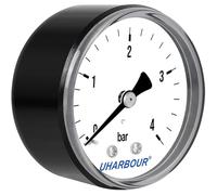 UHARBOUR Manómetro de agua 0-4 bar, soporte de aire comprimido de 1/4 pulgadas en la parte posterior