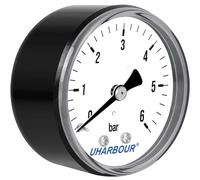 Uharbour Manómetro de agua 0-6 bar, manómetro de 1/4 pulgadas, manómetro de aire comprimido soporte en la parte posterior, manómetro de aire comprimido 1/4 BSP conector de latón