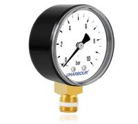 Uharbour Manometro Presion Agua, Manometro Presion 0-10 Bar, Manómetro 1/4 BSP Montaje Inferior, Manometro Presion Agua con Esfera de 2"