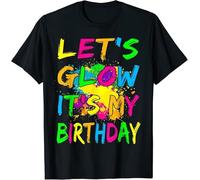 UHBGd68uu Let's Glow Party It's My Birthday T-Shirt Black M