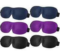 UHBYJM 6 antifaz para dormir de lado, máscara de ojos 3D para dormir, antifaz opaca con correa ajustable, suave y cómoda para los ojos, sombra de ojos para viajes, siesta de yoga (negro, morado, azul