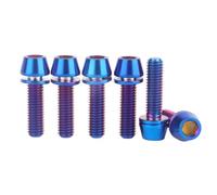 UHDFBDHF 6 tornillos hexagonales internos de titanio M5 x 16 mm, 18 mm, 20 mm, pernos de cabeza cónica con arandela para vástago de bicicleta (azul quemado, M5 x 18 mm)
