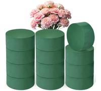 UHETLET 12 PCS Espumas Florales Redonda 8 x 4 cm, Esponja para Flores Naturales/Secas/Artificiales, Esponja Verde para Arreglos Flores, Bloque de Espuma Floral Cilíndrico para Bodas Eventos