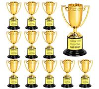 UHETLET 12 PCS Mini Copas Trofeo, Mini Trofeos Oros, Premio Trofeo de Plástico, Copas Trofeos de Deporte, Premio TrofeoDorado para Fiestas, Torneos Deportivos, Juegos Escolares, Fútbol y Celebraciones