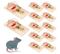 UHETLET 12 PCS Trampa para Ratones, Trampa para Ratas Reutilizable, Trampa de Madera para Ratones, Trampa para Ratones con Cebo - Alta Fuerza de Impacto - Ideal para Hogar Jardín y Exteriores