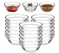 UHETLET 24 PCS Cuencos de Cristal 45ml, Bols Pequeños de Cristal 6 cm de Diámetro, Cuenco Aperitivo Transparente, Mini Cuencos Salsa, Cuenco de Vidrio Pequeños para Postres Aperitivos y Frutos Secos